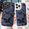 Hontinga for iPhone XS MAX Back Cover PU Leather Black Butterfly Case Soft Silicone Edge Mobile Cover. 