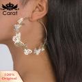 Carat Lady Circle Earrings Shiny Ladies Fashion Hollow Out Butterfly Hoop Earrings. 