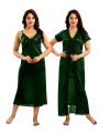 Sleep in Style with Women's 2-Part Long Solid Night Dress Set A Fashionable and Comfortable Choice for Nighttime Wardrobe.