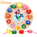 Wooden Clock Puzzles Time Learning Shape Sorting Color Game Early Education Math Set Kid Jigsaw Play Tool Preschool Toddler Toy. 