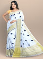 21 February Special White & Black Combnation Color 12 Hand Half Silk Saree For Women - Sari.