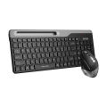 A4tech Fstyler FB2535C Multi-mode Wireless Keyboard & Mouse Combo - Bluetooth/2.4G - Ultra-Slim Keycap - Compact Size - Rechargeable Mouse - For Windows / Android / Mac / iOS - Smokey Grey. 