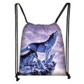 winter howling wolf print drawstring bag men storage bags teenager boys backpack fashion travel bag boys bookbag mini backpack. 