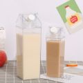 1000ml Square Milk Cup Cartoon Water Bottle Large Capacity Plastic Transparent Juice Drinking Cups Portable Milk Storage Box. 