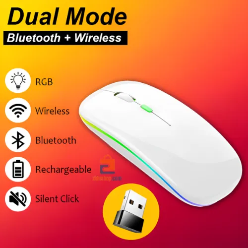 Rechargeable%20Dual-Mode%20ultra-thin%20Portable%20Wireless%20Mouse%20with%20LED%20Light,%20USB%202.4GHz%20and%20Bluetooth%205.2%20Wireless%20mute%20Mouse,%20Suitable%20for%20Laptop%20Windows/Mac%20Systems-%20White%20-%20Image%202