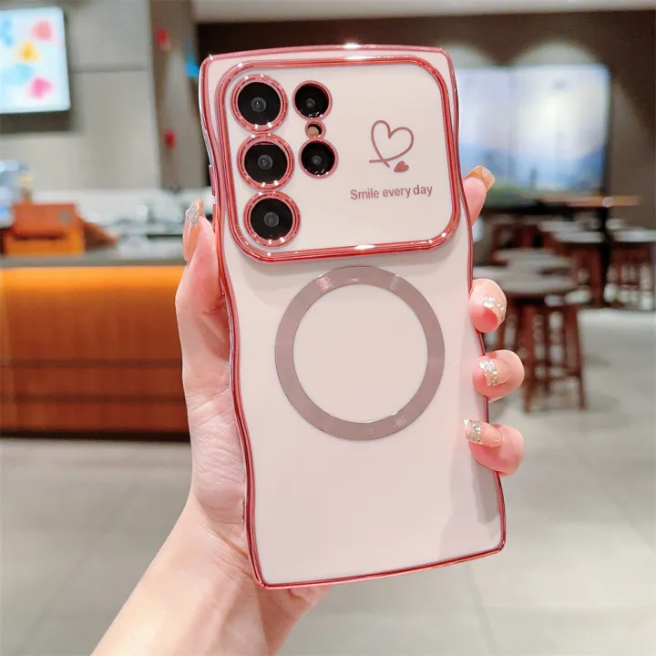 HOCE%20Luxury%20Wavy%20Pattern%20Cute%20Love%20Heart%20Magsafe%20Case%20For%20Samsung%20S24%20S23%20S22%20Ultra%20Plus%20S23%20FE%20Cases%20Plating%20Magnetic%20Shockproof%20Soft%20Phone%20Cover%20-%20Image%202