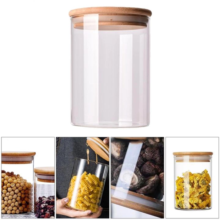 10Pcs%20Bamboo%20Wood%20Lid%20Glass%20Jar%20Airtight%20Canister%20Kitchen%20Storage%20Bottles%20Jars%20Food%20Container%20Tea%20Coffee%20Beans%20Candy%20Jar%20-%20Image%203