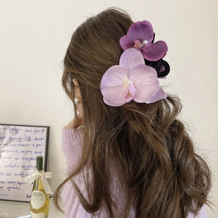 1PC%20Purple%20Pink%20Pearl%20Phalaenopsis%20Large%20Shark%20Clip%20Sweet%20Elegant%20Hair%20Claw%20for%20Women%20Trendy%20Ins%20Hair%20Clip%20Headwear%20-%20Image%202