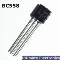 25Pcs- BC558B BC558 BC-558 BC 558 30V 100mA PNP 3 Pin Leads General Purpose Transistors BC 558 PNP 3 Pin TO-92 Package Bipolar Low Power Transistor.