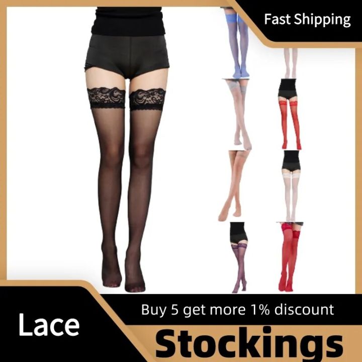 Long Legs Women'S Long Legs Stockings Beautiful Lace Stockings Breathable Solid Color Length Socks Calcetines Mujer