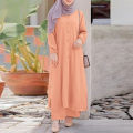 Ladies Fashionable Latest Design Arab Clothes Casual Islamic Clothing Women Abaya 2 Pieces Suit Long Tops And Pants Muslim Set. 