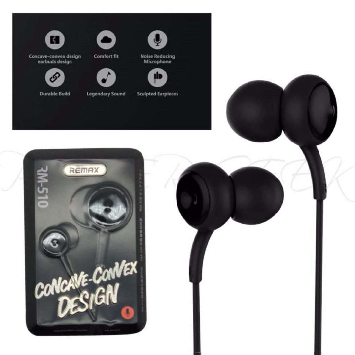 REMAX RM 510 Wired Earphone new unique headphone black