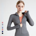 Long Sleeve Sports Jacket Women Zip Fitness Yoga Shirt Winter Warm Gym Top Activewear Running Coats Workout Clothes For Cycling. 