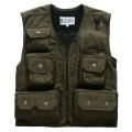 Multifunction cket Fly Photography Vest Sleeveless Jacket Coat Outdoor Camping Angling Volunteer Canvas Mesh Waistcoat-Beige.