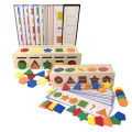 Montessori early childhood teaching aids, color and shape matching boxes, logical thinking training, coin operated cognitive puzzle toys for babies. 