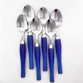 6 Pcs Spoon Set (pen Style) With Plastic Handle For Kitchen And Dining Table Red Blue & Purple color.