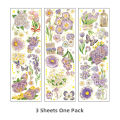 RHS Online 3 Sheets Dazzling Flowers Series PET Bronzing Stickers Album Diary Journal Decorative Crafts Scrapbooking DIY Sticker. 