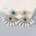Exaggerated Metal Rhinestone Imitation Pearl Evil Eye Earrings Castle Banquet Dangle Earrings Women's Statement Accessories.