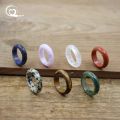 Healing Crystal Band Rings Natural Stone Quartz Agates Jaspers Dainty Finger Solid Ring Women Fashion Minimalist Jewelry,QC4209. 
