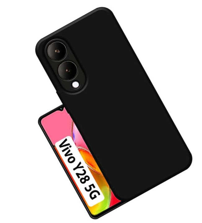 vivo%20Y28%20Silicone%20Matte%20Flexible%20Soft%20Phone%20Case%20-%20Black%20-%20Phone%20Back%20Cover%20-%20Image%202