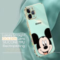 Hontinga for Samsung Galaxy A13 4G Back Cover + Free Lanyard Luxury 6D Plating Cartoon Cute Mouse Side Pattern Case Soft Silicone Square Phone Cases.