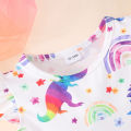 GC Baby Girls Summer Casual Skirt Toddler Fly Sleeve Cartoon Dinosaur Print Dress Round Neck A Line Dresses. 