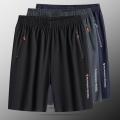 Men Shorts Mid-Rise Elastic Waistband Sports Zipper Pockets Wide Leg Male Shorts Summer Ice Silk Short Sweatpants Men's Clothing.