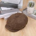 Fashion Outdoor Linen Beret Hat Men's Classic Retro Casual Octagonal Cap.