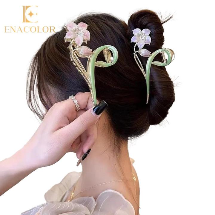 2023 New Two Flower Tulip Bouquet Hairclips Hairpin Hair Clips Accessories Girl Korean Female