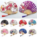 Chinese Style Hand Held Fans Personalized Pattern Silk Bamboo Folding Fans Handheld Wedding Hand Fan Cool Bamboo Flower Fan. 
