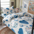 insBed Sheet Four-Piece Cartoon Amusement Park Non-Slip Bed Sheet Double Quilt Cover Student Dorm Bedding.