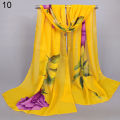 Oimg women fashion long soft wrap shawl rose flower printed sheer chiffon scarf. 