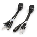 20Pcs(10Pair) POE Splitter POE Switch POE Cable Adapter Tape Screened 5V 12V 24V 48V Power Supply Cable 5.5X2.1mm.