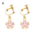Korea pink cherry flower earring women. 