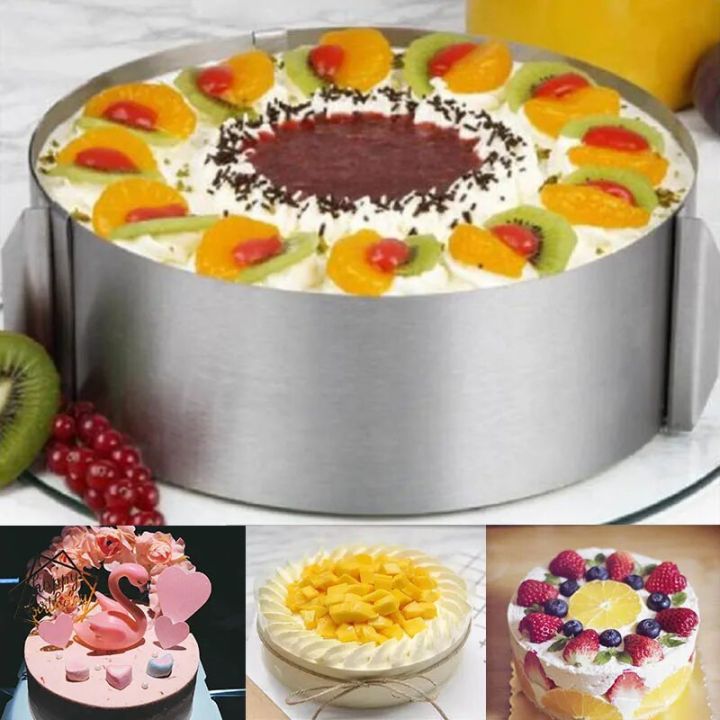 【Cathery Baby Store】DIY Cake Molds 6-12 Inch Adjustable Stainless Steel Round Mousse Tools Mould Bakeware Ring Cercle Tartlets