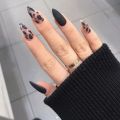 24PCS Black Matte Leopard Wearing False Nail Tips Stiletto Cow Pattern Detachable Nails Full Cover Girls Press on Nails Art. 