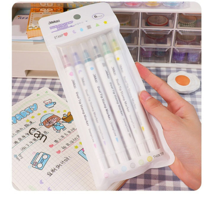 6%20Colors%20Star/Heart/Moon/Drop/Square%20Stamp%20Double%20Headed%20Art%20Marker%20Highlighter%20Pen%20for%20Scrapbook%20Diary%20Poster%20Christmas%20Card%20-%20Image%206