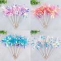Wood Happy Birthday Cake Toppers Handmade DIY Shiny Cupcake Toppers Glitter 5Pcs Glitter Cake Decoration for Birthday celebrations Weddings Parties Cake decorating Gift giving.