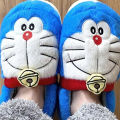 Doraemon Winter Cartoon Cotton Slippers Cute Stitch Plush Slides Home Flat Flip Flops Warm Floor Slippers Cute Soft Women Shoes.