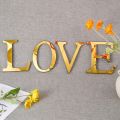 English Alphabet Acrylic Gold Wall Stickers Home Decor For Living Room Bedroom Cabinet 3D Mirror Poster Peel Stick Wallpaper. 