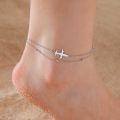 【On Sale】 Lucktune Airplane Pendant Anklet for Women Stainless Steel Plane Double Bead Chain Foot Chain Boho Summer Beach Jewelry.