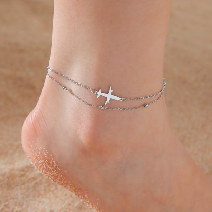 %E3%80%90On%20Sale%E3%80%91%20Lucktune%20Airplane%20Pendant%20Anklet%20for%20Women%20Stainless%20Steel%20Plane%20Double%20Bead%20Chain%20Foot%20Chain%20Boho%20Summer%20Beach%20Jewelry%20-%20Image%202