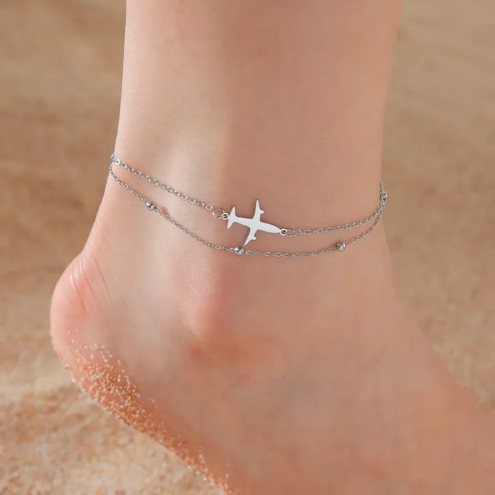 %E3%80%90On%20Sale%E3%80%91%20Lucktune%20Airplane%20Pendant%20Anklet%20for%20Women%20Stainless%20Steel%20Plane%20Double%20Bead%20Chain%20Foot%20Chain%20Boho%20Summer%20Beach%20Jewelry%20-%20Image%202