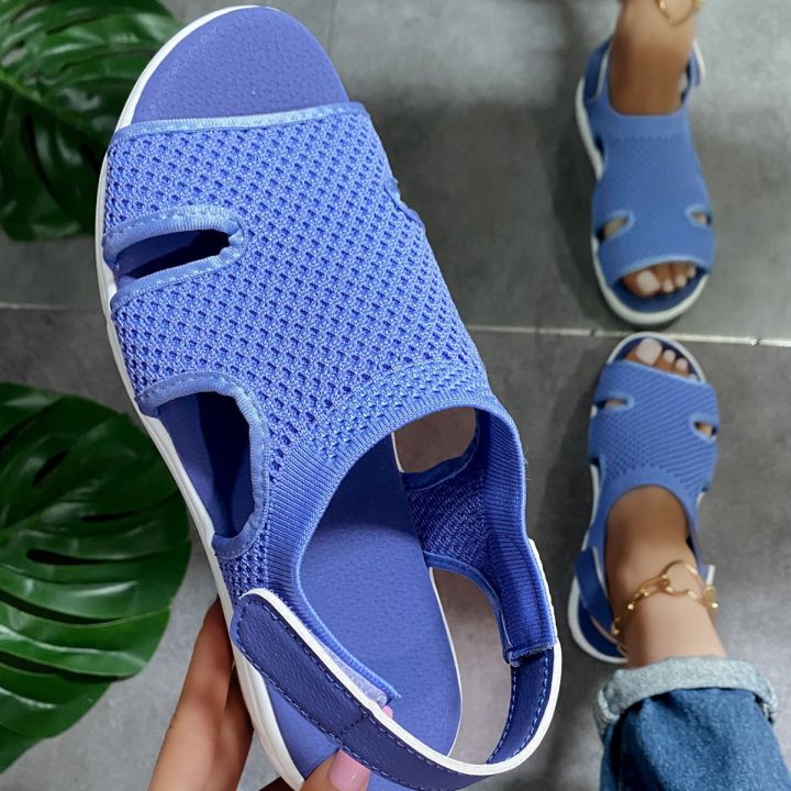 Spot 2021 Autumn Fish Head Casual Velcro Fashion Sandals Flat Women's Shoes Origin Source 6 Color Plus Size