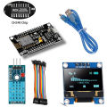 WiFi ESP8266 Starter Kit for IoT NodeMCU Wireless I2C OLED Display DHT11 Temperature Humidity Sensor For Arduino Wifi Sensor Kit.