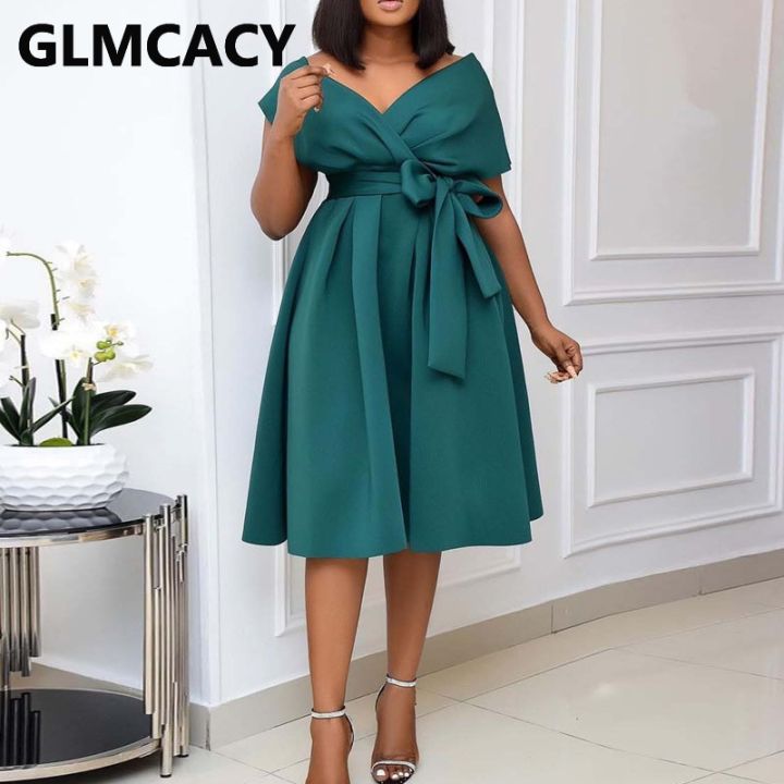 Women Solid Elegant Evening Party Dress Formal Classy Party Gowns Dress