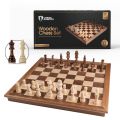 Chess Armory Chess Set 12" x 12" Wooden Chess Set Large Chess Board Set Unique Chess Game Includes Extra Queen Pieces Storage.
