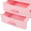 Plastic Drawer Designed 3 Compartment Jewelry Storage Box Pink.