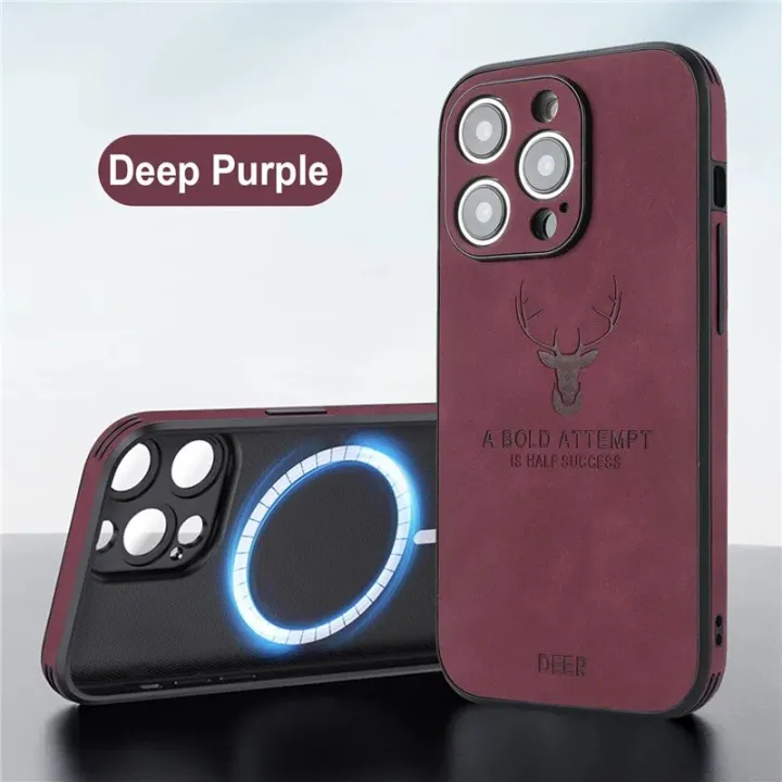 Deer%20A%20Bold%20Attempt%20is%20Half%20Success%20Leather%20Case%20For%20iPhone%2011%2012%2013%2014%20Pro%20Max%20Magsafe%20Magnetic%20Wireless%20Charging%20vehicle%20Cover%20-%20Image%203