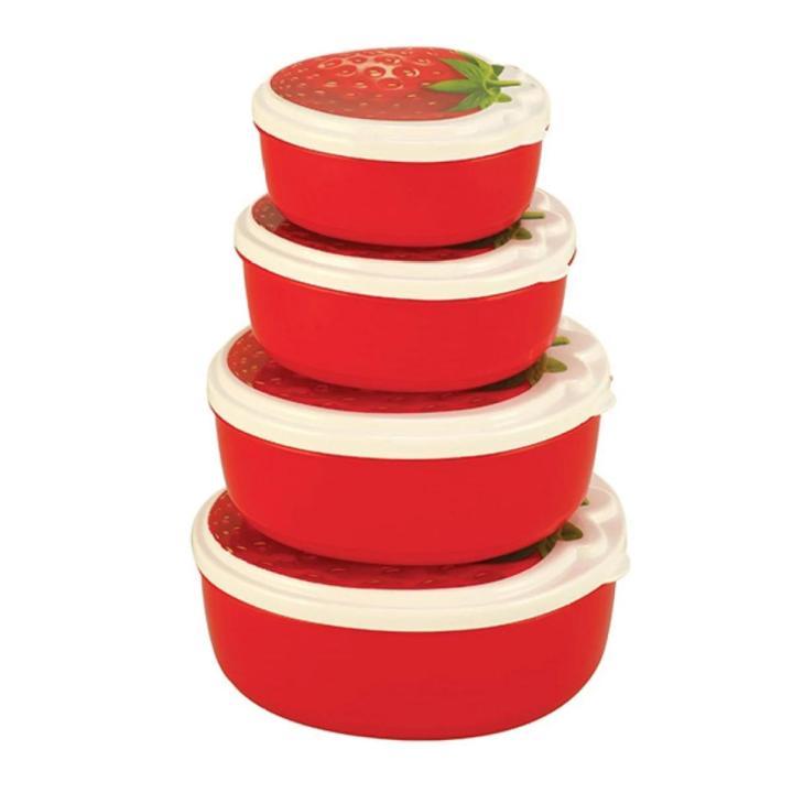 স্ট্রবেরি টিফিন বক্স 4 পিস সেট - box